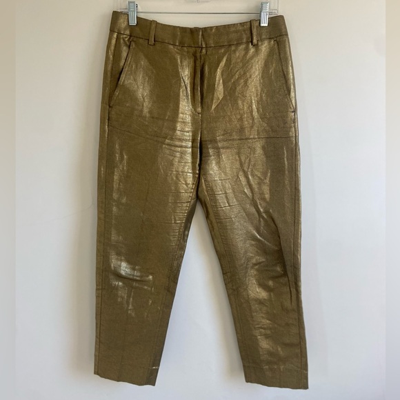 Gold Metallic J.Crew Pants - Picture 1 of 4
